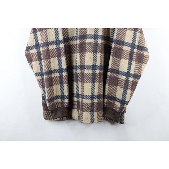 Vtg 90s Tommy Hilfiger Mens Large Faded Baggy Fit Collared Fleece Sweater Plaid - Picture 3 of 8
